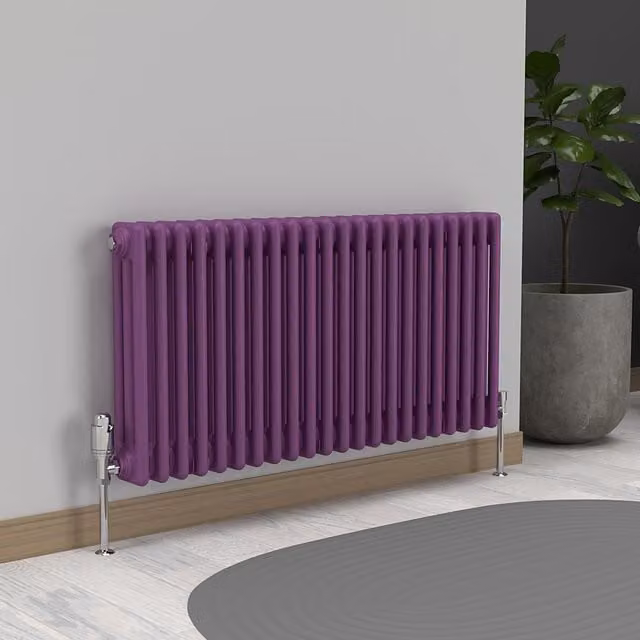 Lux Heat Horizontal 3 Column Steel Radiator in Purple, W: 101.0 cm, H: 50.0 cm