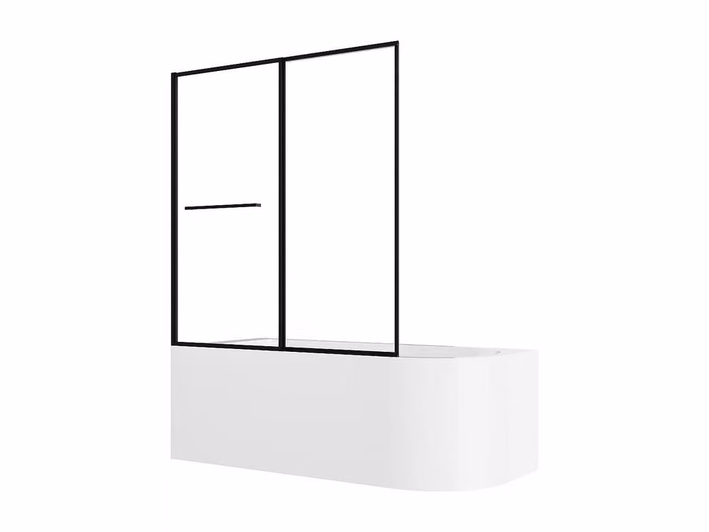 Vente-unique White Left-Hand Corner Acrylic Shower Bath with Sliding Screen and Apron, 240 L – 2