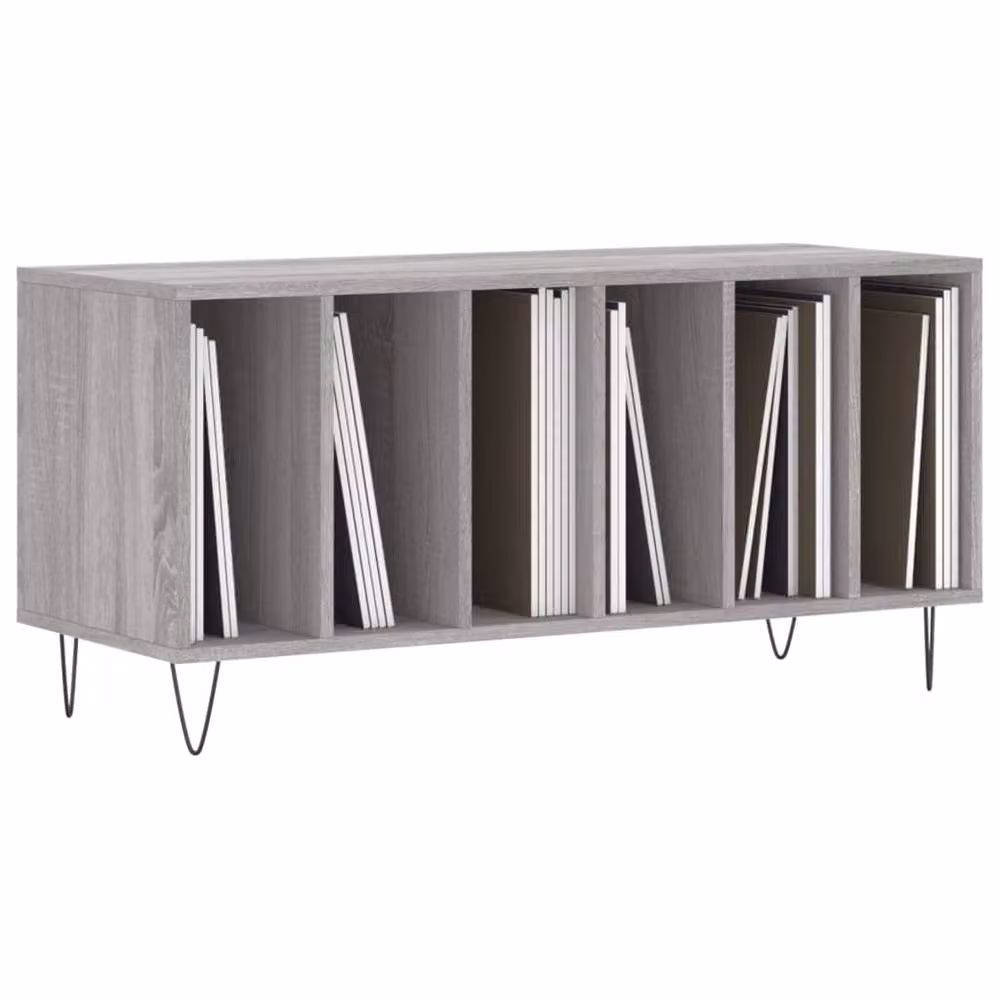Berkfield Home Record Cabinet in Grey Sonoma, W/D/H: 100 x 38 x 48 cm – 3