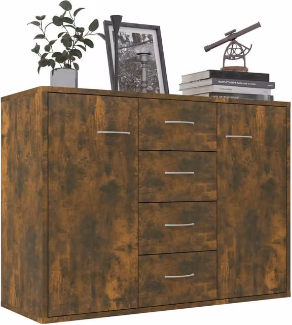 Berkfield Home Smoked Oak Sideboard in Brown, W/D/H: 88 x 30 x 65 cm – 1