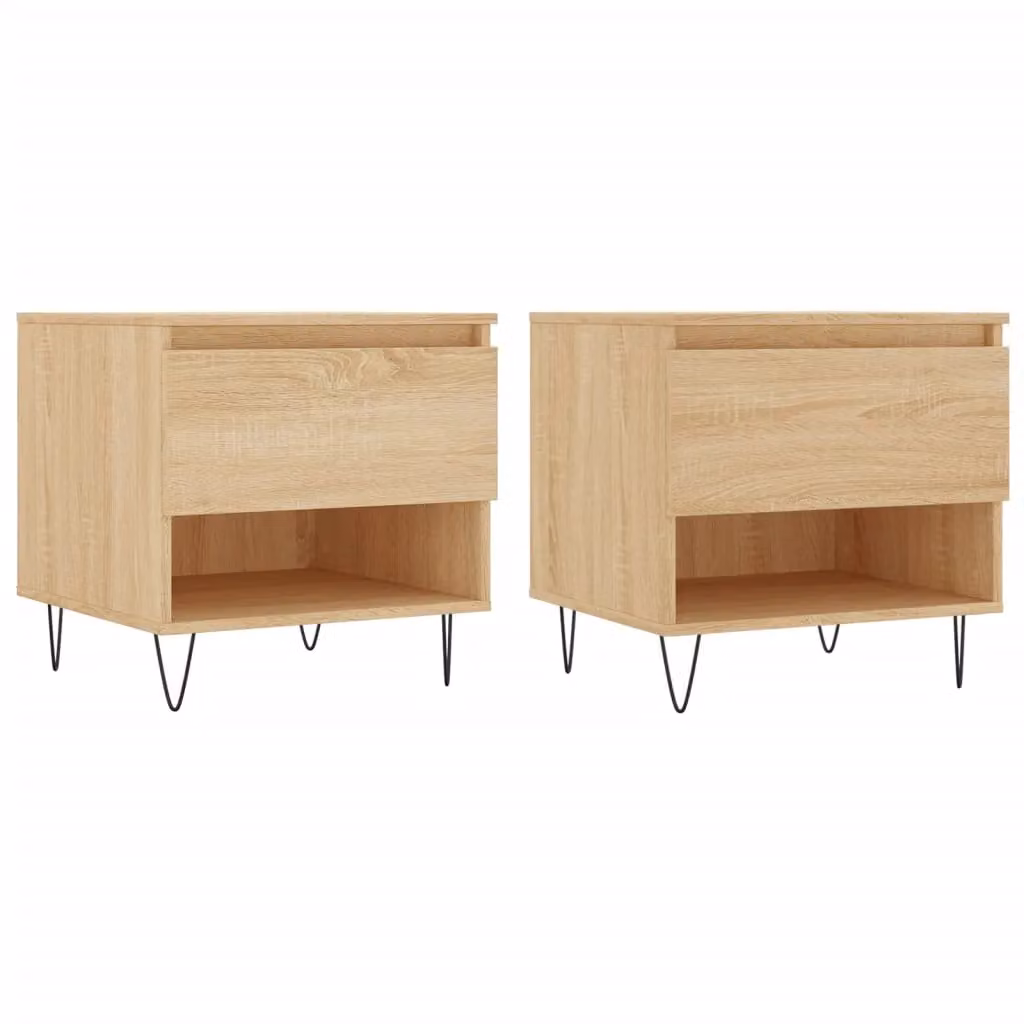 Berkfield Home Set of 2 Modern Square Coffee Tables in Sonoma Oak Brown, W/D/H: 50 x 46 x 50 cm – 2