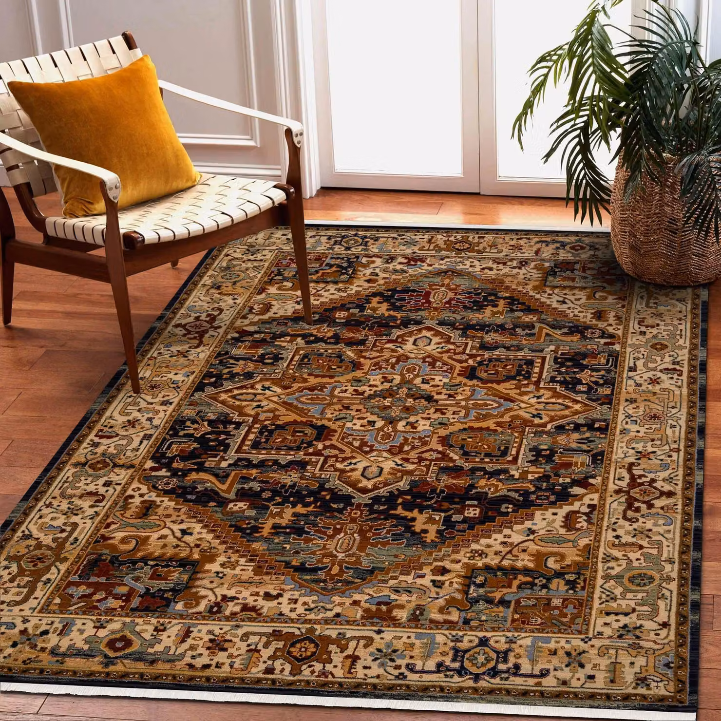 RugsX Wool Keshan Oriental Rug in Beige and Multicolour, W: 80 cm, L: 145 cm – 3