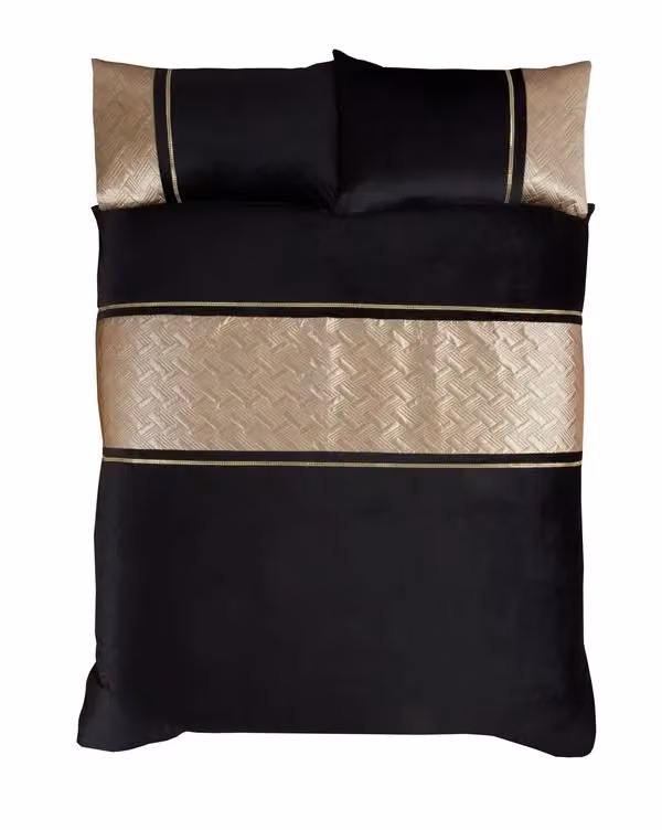 Rapport Home Capri Polycotton Duvet Cover Set in Gold, Single Size, W/D/H: 135 x 200 cm with 50 x 75 cm Pillowcase – 3