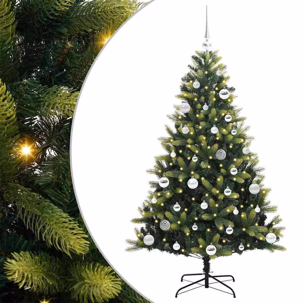 Berkfield Home Artificial Hinged Green Christmas Tree with 150 LEDs, Height: 150 cm – 2