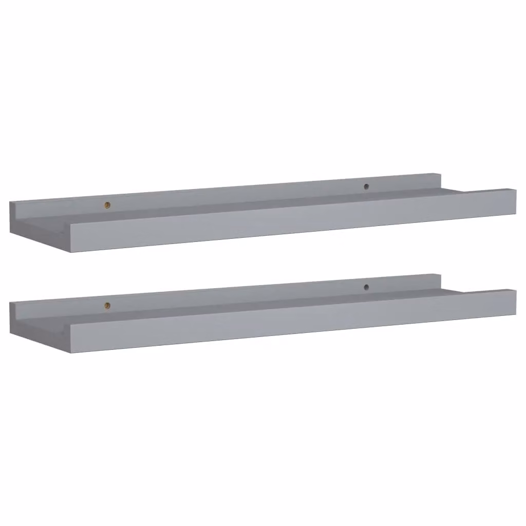 Berkfield Home Set of 2 Grey MDF Picture Frame Ledge Shelves, W: 40 cm, D: 9 cm, H: 3 cm – 2
