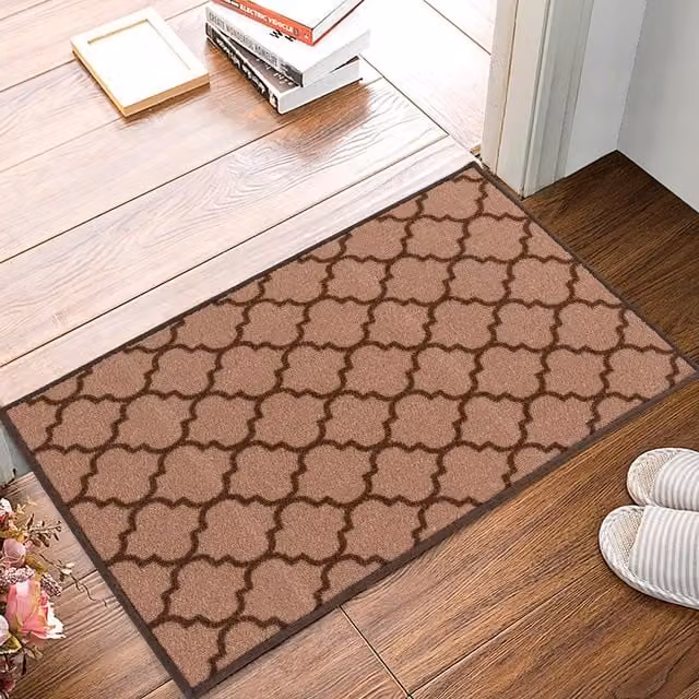 Smart Living Nonslip Trellis Gel Back Mat in Beige and Brown, W: 57 cm x D: 90 cm