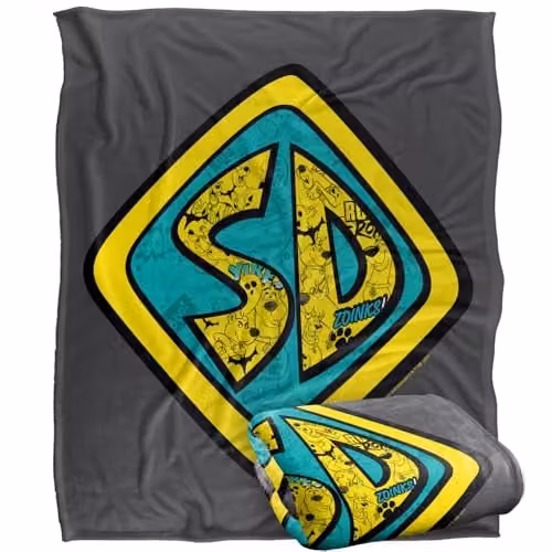 Warner Bros. Scooby Doo Sd Badge Super Soft Fleece Throw Blanket, Multicolour, W: 152.0 cm, D: 127.0 cm