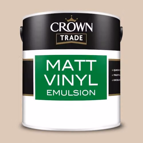 Crown Trade Matt Vinyl Dispersion Paint in Toasted Almond, Beige, 2.5 l – 2
