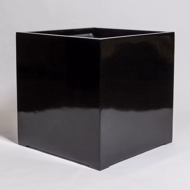 Primrose Black Gloss Polystone Square Cube Planter W/D/H: 60 x 60 x 60 cm – 1