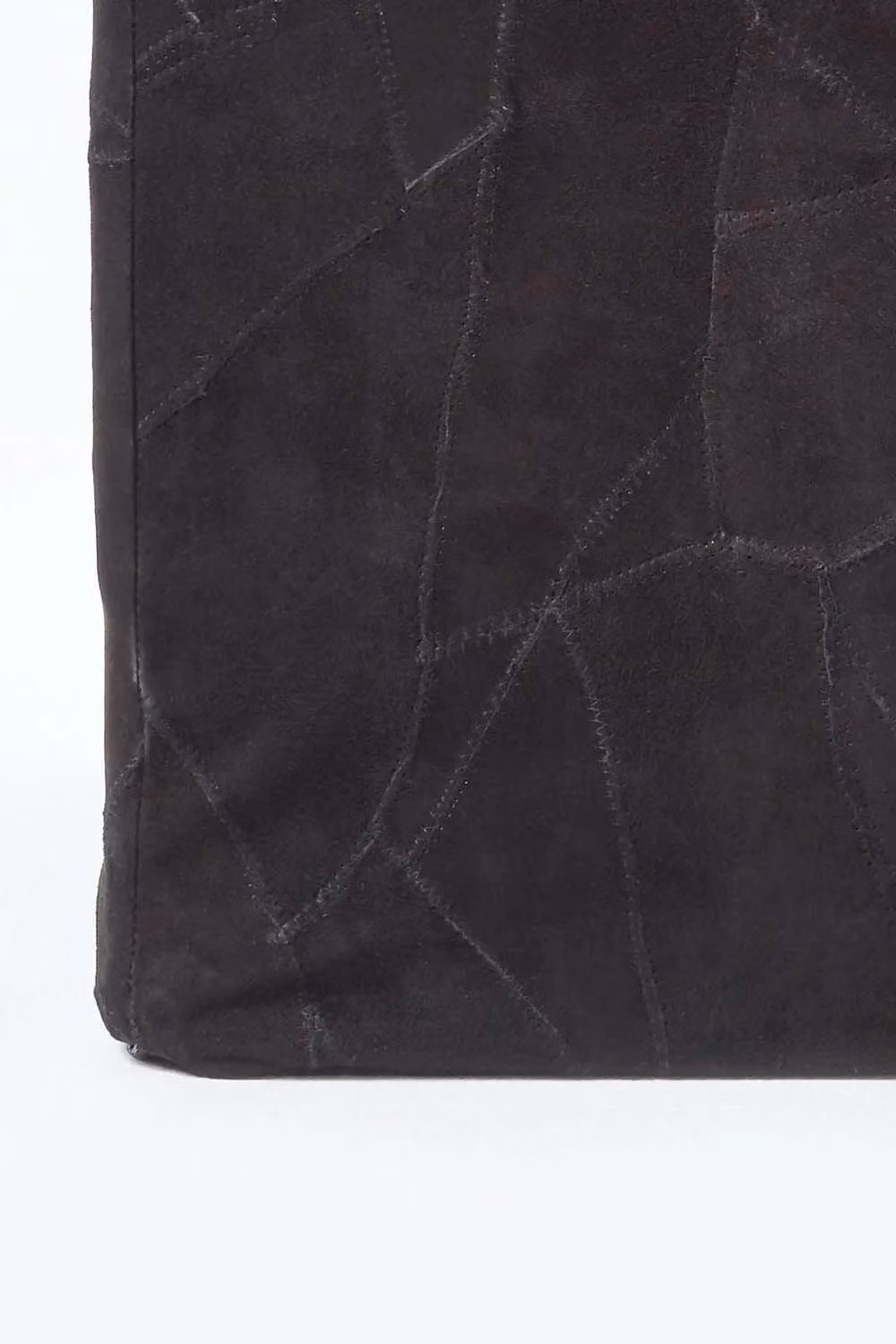 Homescapes Leather and Suede Patchwork Cube Pouffe in Black – 3