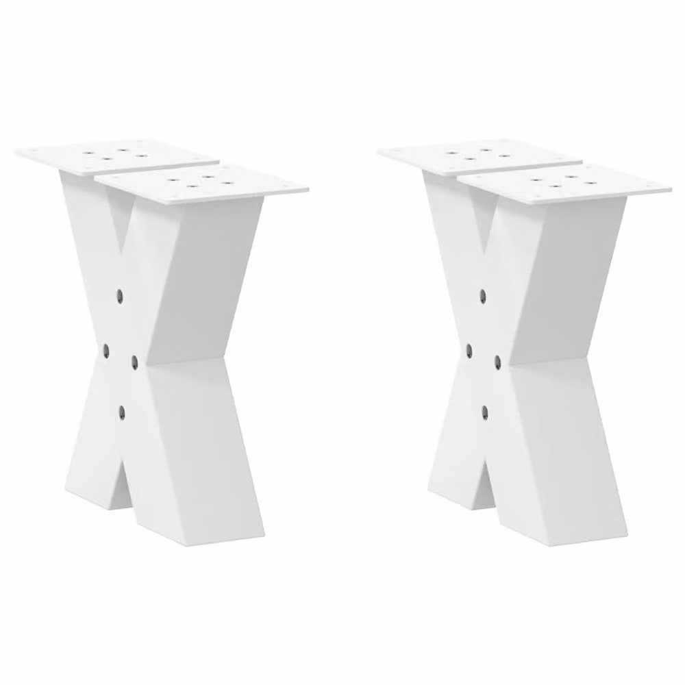Berkfield Home X-Shaped Steel Coffee Table Legs, 2 Pieces, White, W: 30 cm x D: 30 cm x H: 31 cm