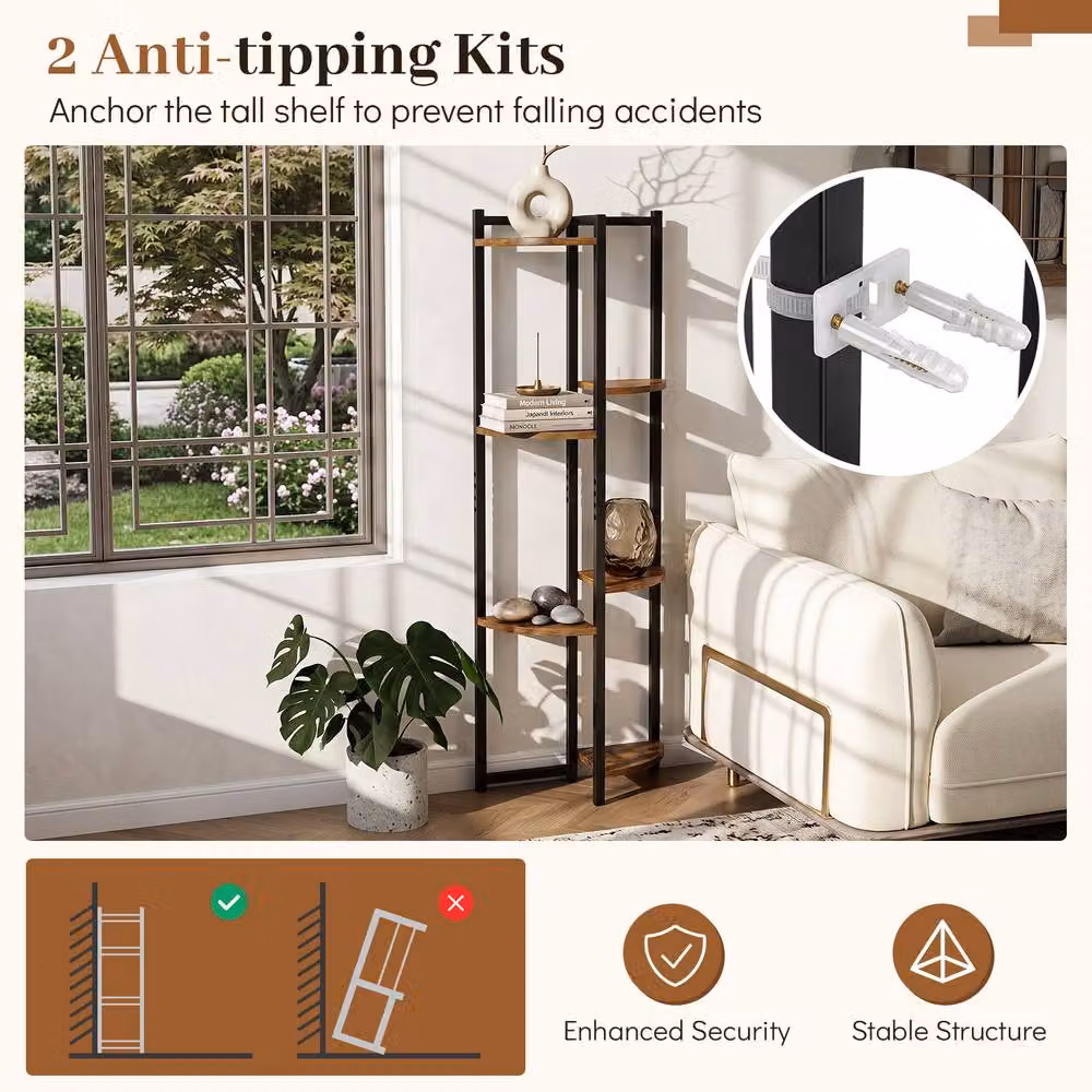 Costway 6-Tier Plant Stand with 6 Fan-Shaped Shelves in Brown – 9