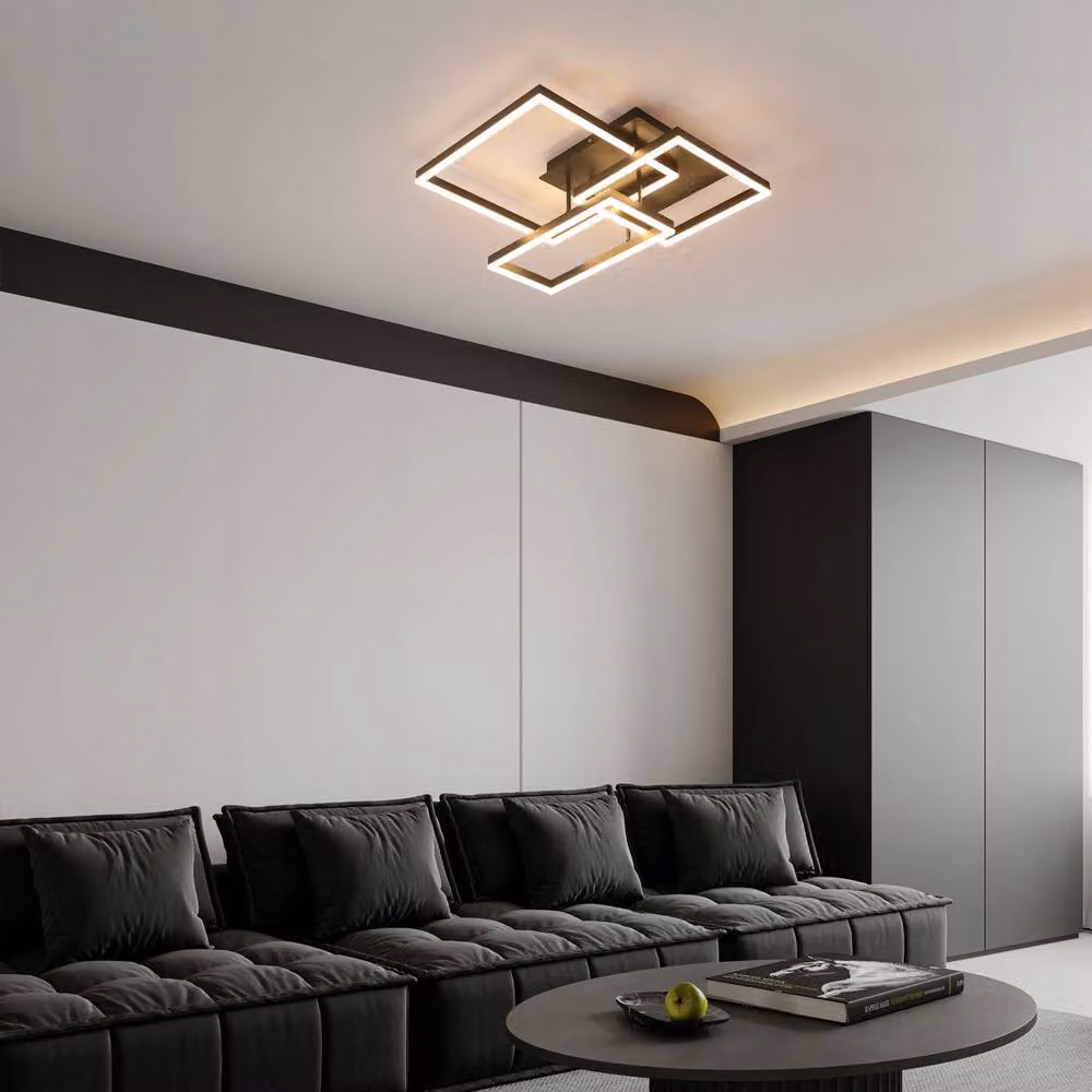 COMELY Modern Square Dimmable LED Ceiling Light, 48W, Black – 2