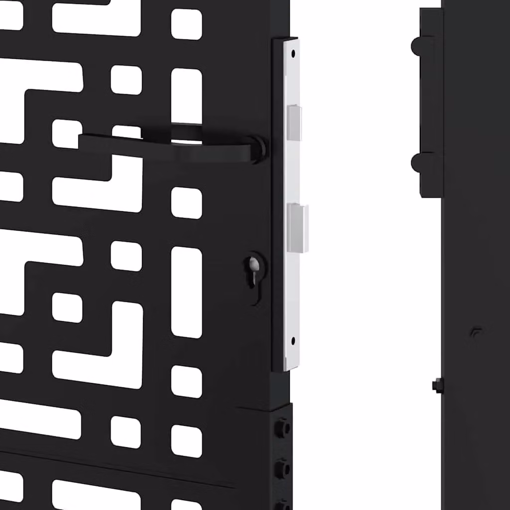 Berkfield Home Black Steel Garden Gate with Cross Design, W: 105 cm, H: 106 cm – 7