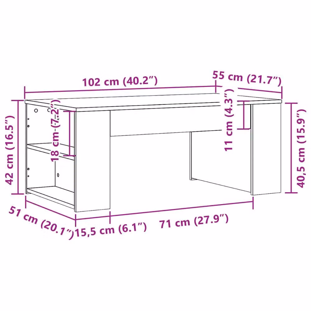 Berkfield Home Decorative Coffee Table in Concrete Grey, W/D/H: 102 x 55 x 42 cm – 2