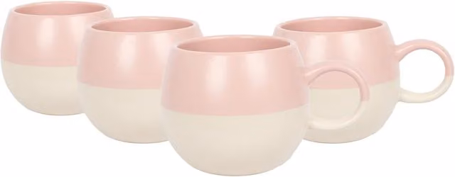 Nicola Spring Sphere Glazed Stoneware Mugs, Pink, Pack of 4, 340ml