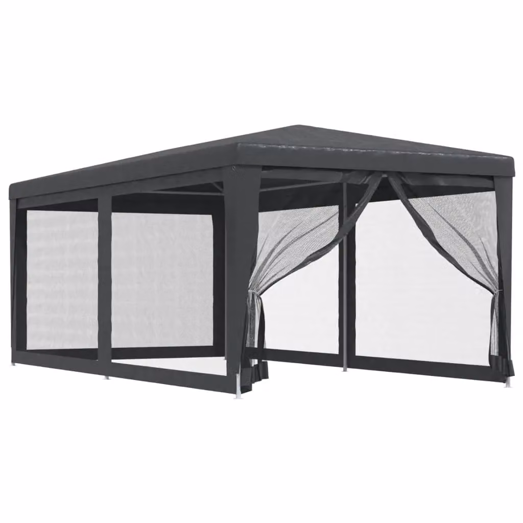 Berkfield Home Party Tent with 6 Mesh Sidewalls, Anthracite and Black, W: 6 m, D: 3 m, H: 3 m – 2