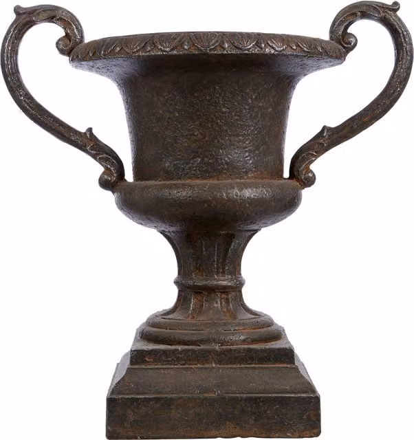 Orsina Plato Stone Effect Tabletop Urn in Brown Antique Finish