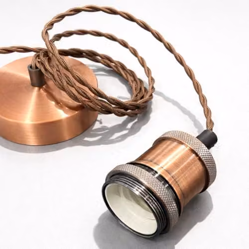 CGC Lighting Lacey Twisted Adjustable Suspended Pendant Light Fitting with E27 Holder in Brushed Copper and Brown – 3