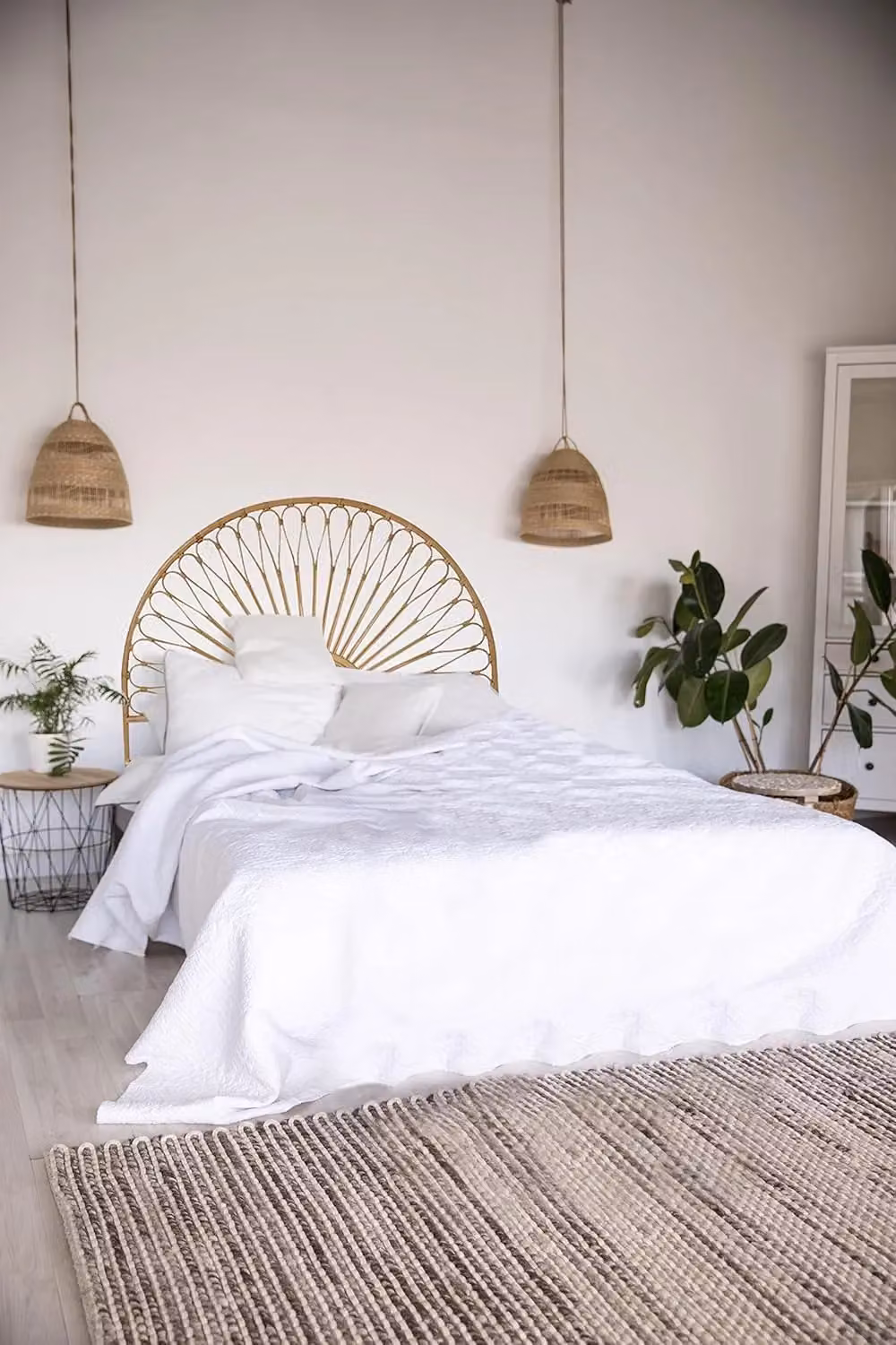Nordlys Rattan Headboard in Brown with Solid Wood Frame, W/H: 160 x 141 cm – 2