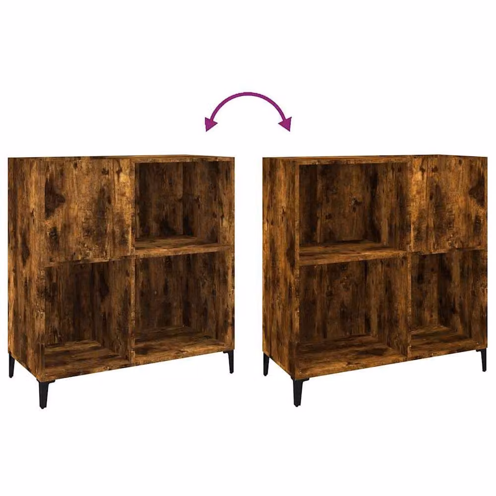 Berkfield Home Record Cabinet in Smoked Oak Brown, W: 84.5 cm, D: 38 cm, H: 89 cm – 3