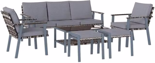 Chilli Seating Murano 7 Seater Rattan Sofa Set in Grey
