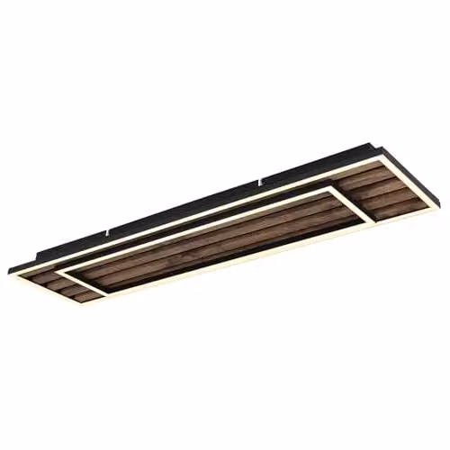 Netlighting Woody Semi Flush Ceiling Light, Black and Wood, W/D/H: 80 x 20 x 20 cm, Warm White LED