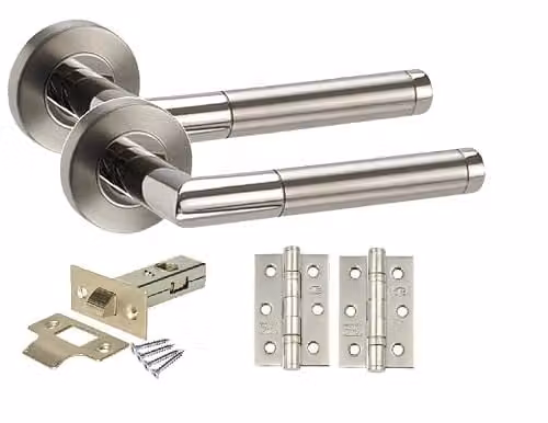 Golden Grace Mitred Lever Door Handle Latch Pack in Duo Chrome Finish