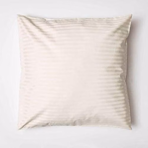 Belledorm Hotel Suite Mako Satin Stripe 540 Thread Count 100% Cotton Continental Pillowcase, Beige