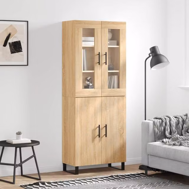 Berkfield Home Sonoma Oak Highboard in Brown, W: 69.5 cm, D: 34 cm, H: 180 cm – 1