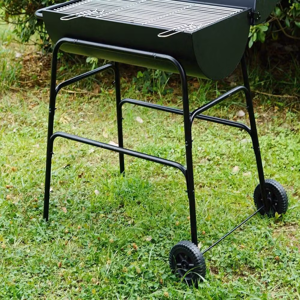 Havendro Black Steel Oil Drum Charcoal BBQ Grill with Warming Rack and Cart, W/D/H: 93 x 90 x 64.5 cm – 3