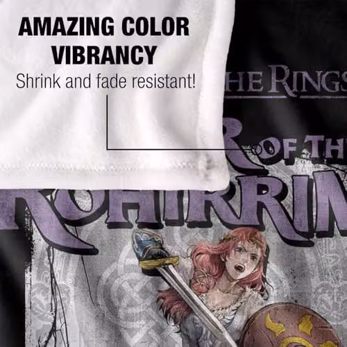LOGOVISION Lord Of The Rings War Of The Rohirrim Hera Homage Super Soft Silky Touch Fleece Throw Blanket, White and Multicolour, W/D/H: 91 x 147 cm – 3