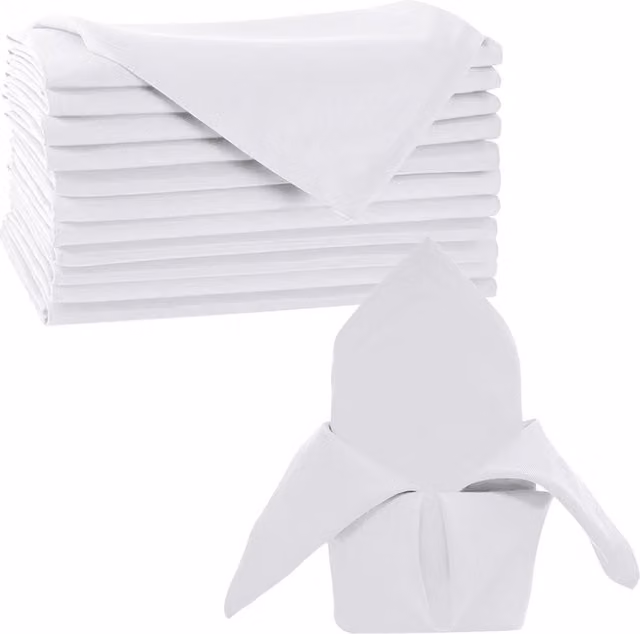 Neel Blue White Christmas Table Napkins, 10-Piece Set, Stain-Resistant 100% Spun Polyester – 1