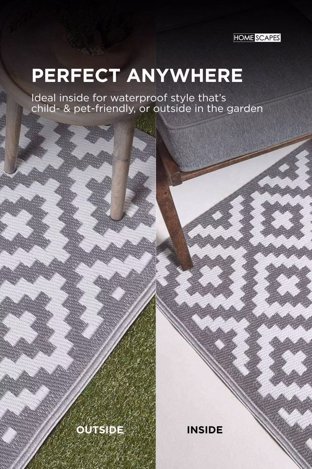 Homescapes Zoe Geometric Luxury Outdoor Rug, Grey and White, W: 240 cm, D: 300 cm – 4