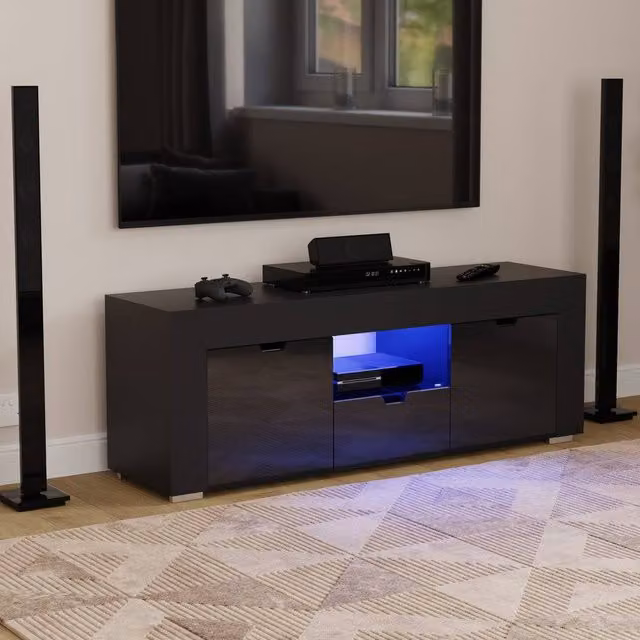 HD Designs Vida Designs Eclipse LED TV Unit in Black with 2 Doors and 1 Drawer – 1