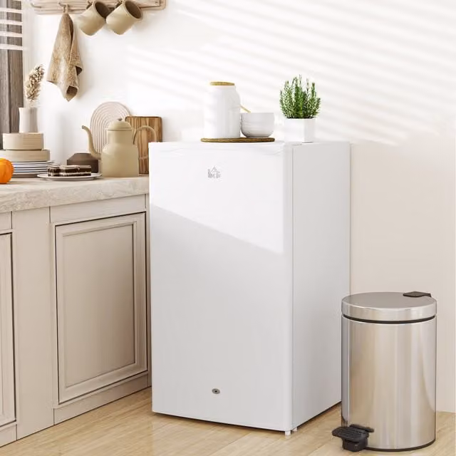 HOMCOM 91 Litre Lockable Under Counter Fridge, White