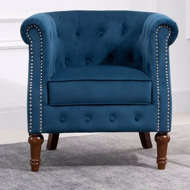 Birlea Freya Blue Velvet Fabric Chesterfield Accent Chair