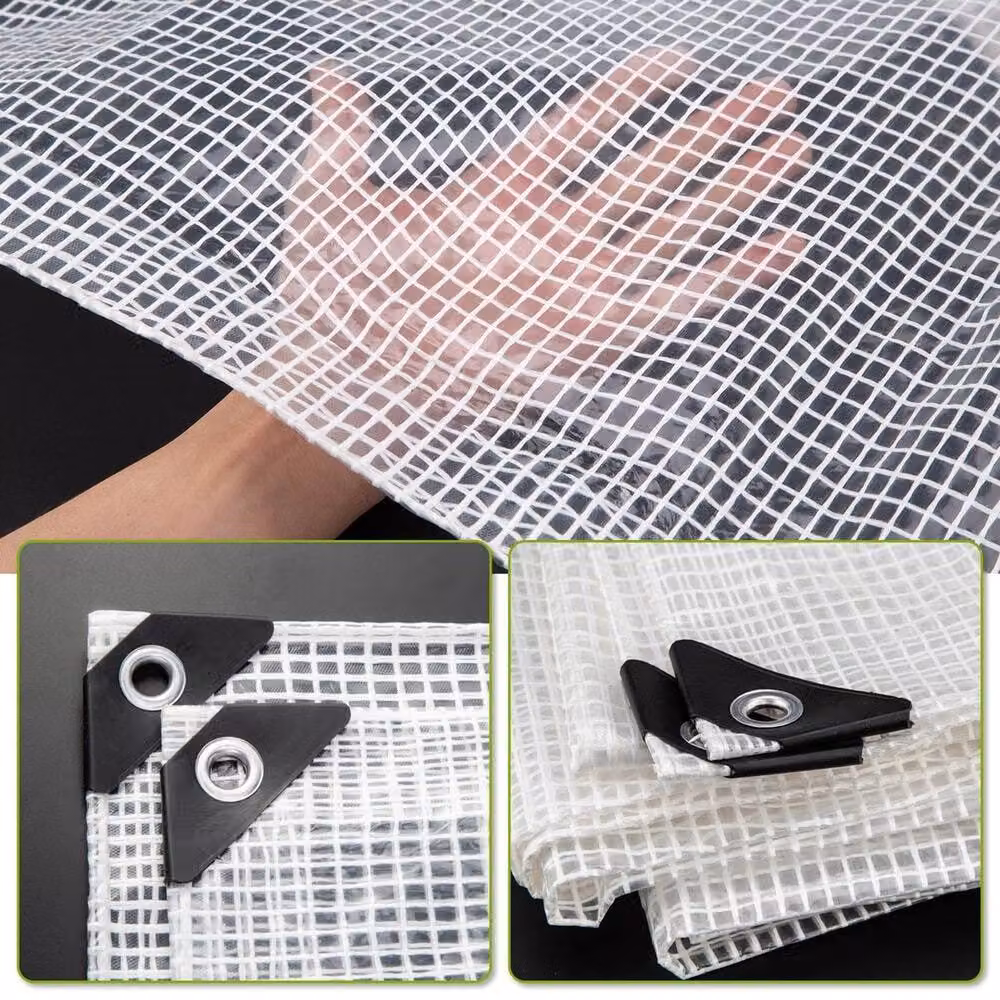 NESTLUNE Transparent Waterproof Heavy-Duty Tarpaulin with Eyelets, W 300 cm x D 300 cm x H 300 cm – 5
