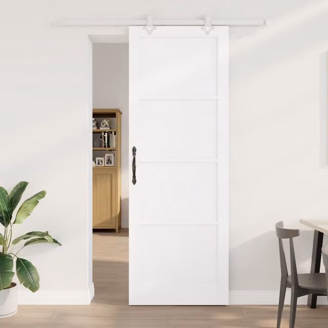 Berkfield Home Modern Sliding Door with Hardware Set in White Lacquered Solid Pine, W: 83 cm, H: 232 cm