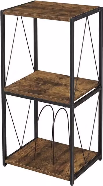 Kelvenix Retro 3 Tier Record Player Stand with Storage in Brown – 1