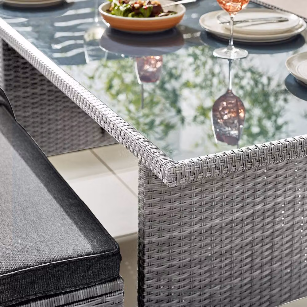 FurnitureboxUK Marbella 9 Seat Grey Rattan Garden Dining Set with Glass Table Top W: 145 cm, D: 80 cm – 3