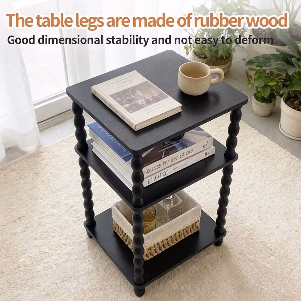 FORGEVIO Wooden Side Table with Storage in Black – 2