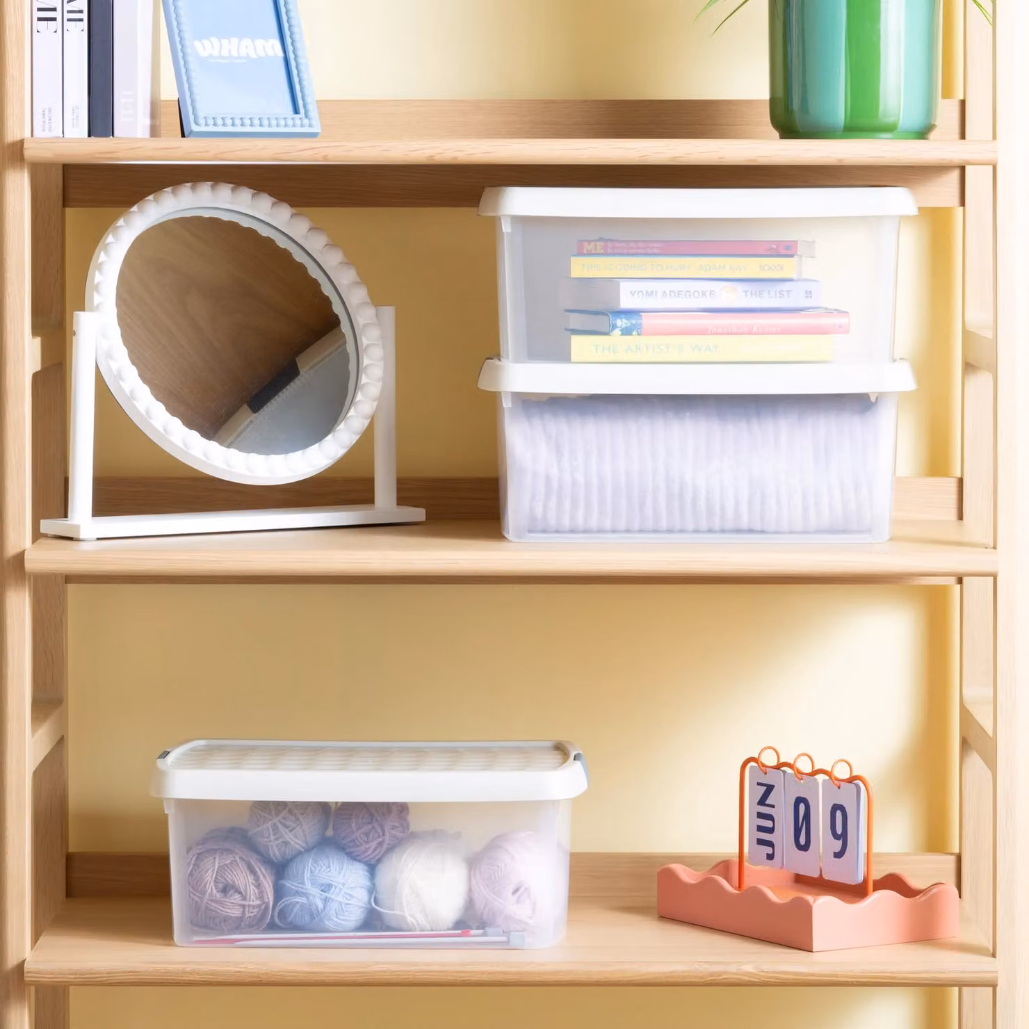 Wham Stackable Plastic Storage Boxes with Lids, 10.5L, Beige and Transparent – 2