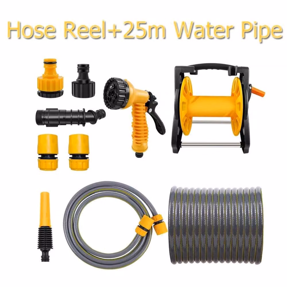 NESTLUNE Retractable Garden Hose Reel with 25m Automatic Water Pipe in Yellow – 2