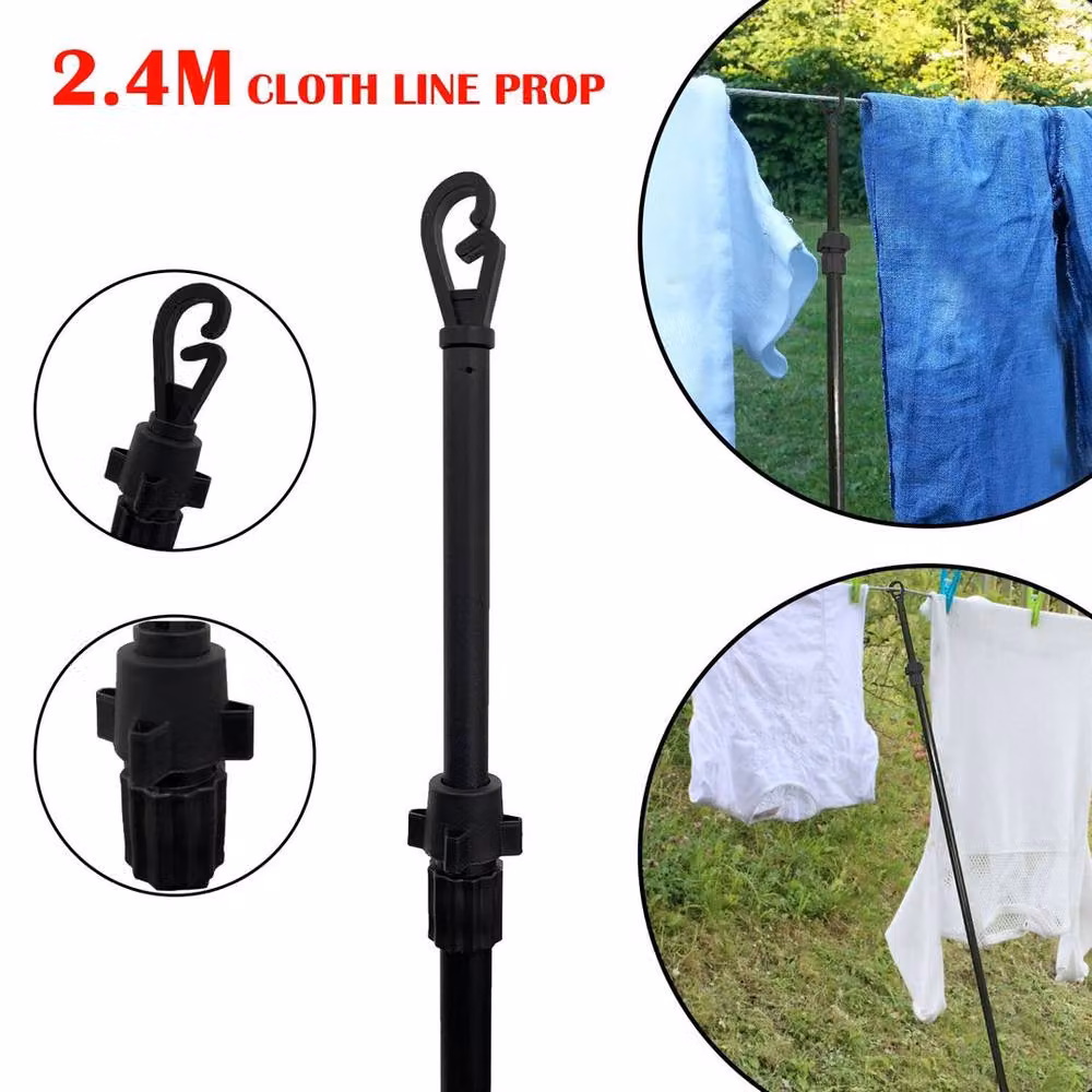 FLAVORA Black Galvanised Steel Extending Clothes Prop Washing Line Pole – 4