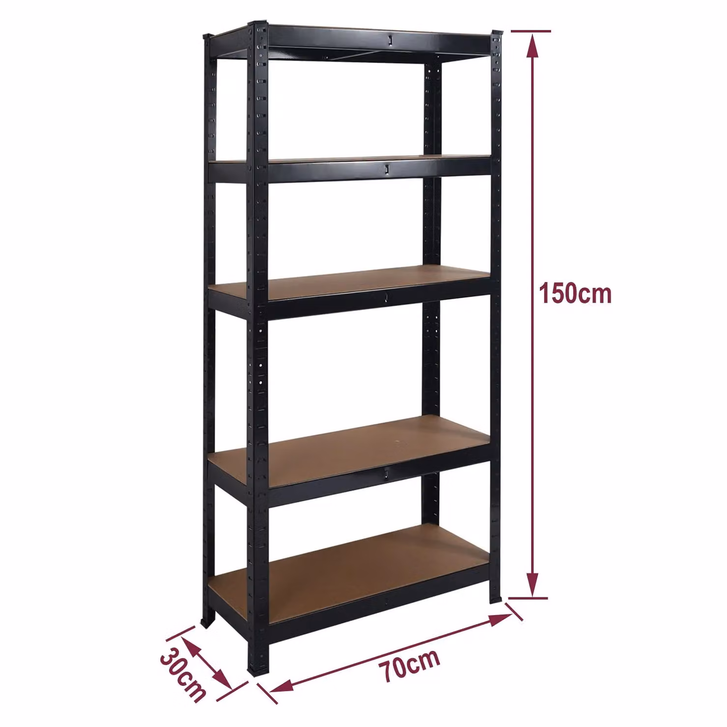 House of Home 5 Tier Heavy Duty Boltless Metal Garage Racking Unit in Black, W/D/H: 150 x 70 x 30 cm – 3