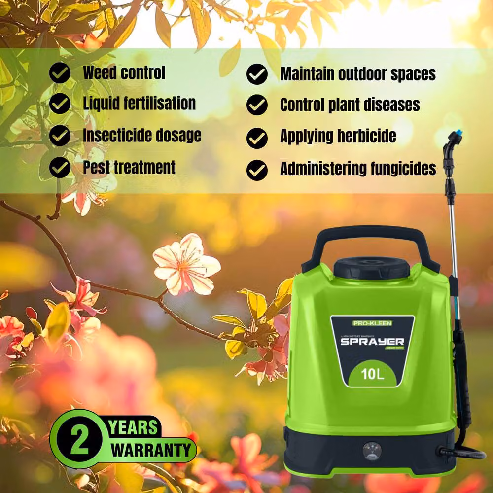 ProKleen Battery Powered Knapsack Sprayer 10L Green with 12V Rechargeable Battery – 6