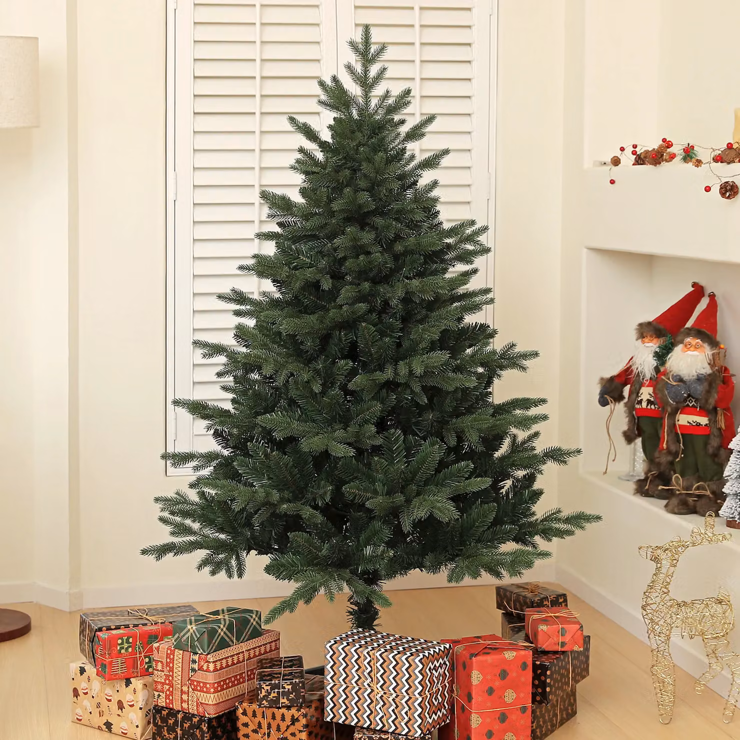 HOMCOM Green Artificial Spruce Christmas Tree with Multicolour Branches – 2