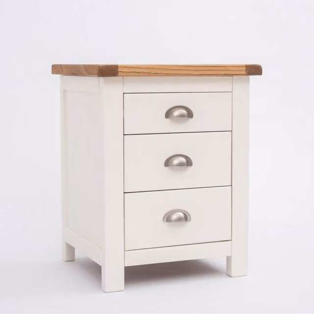 Cabinet Bits Lovere 3 Drawer Bedside Cabinet in White Lacquered Wood