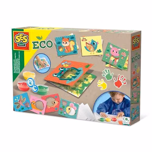 SES Creative Eco Fingerpaint Set with Cards and Paper, Multicolour, Washable and Gluten-Free
